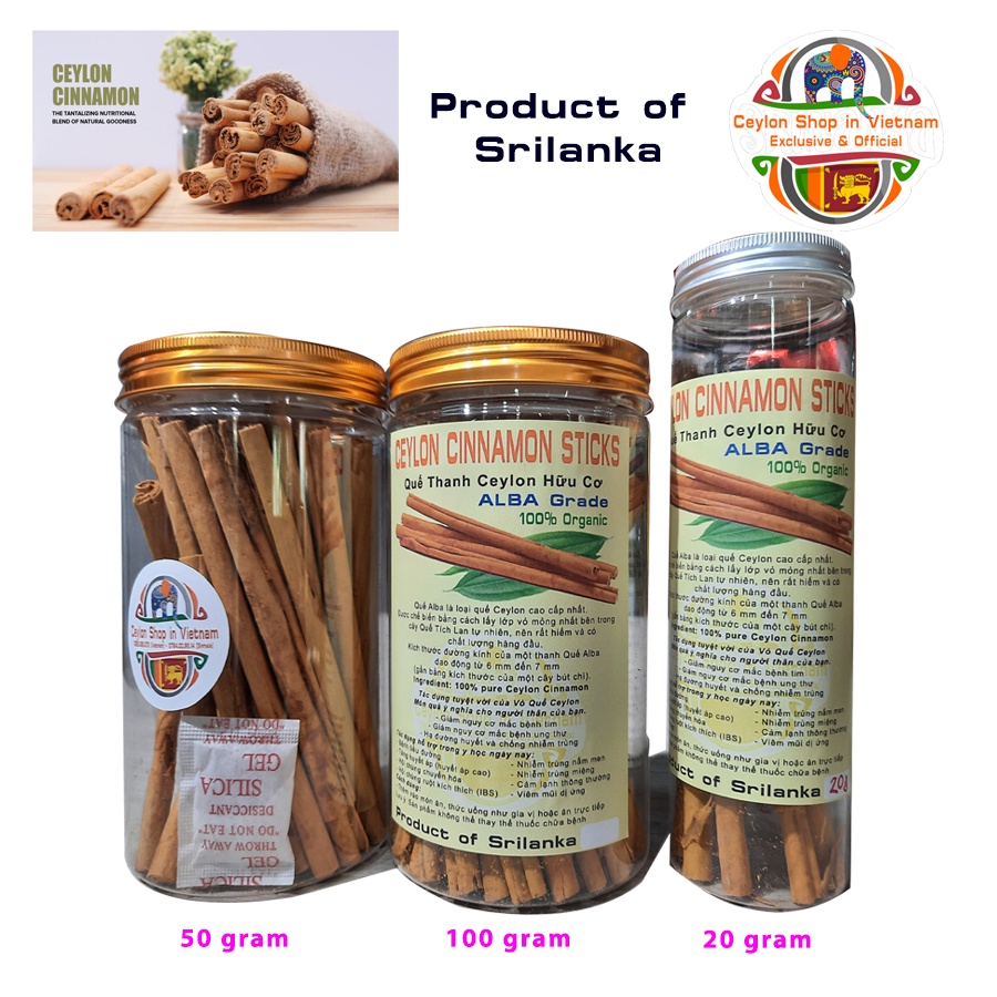 Quế thanh Ceylon Cinnamon hữu cơ handmade thượng hạng Alba Grade size 100gram-500gram