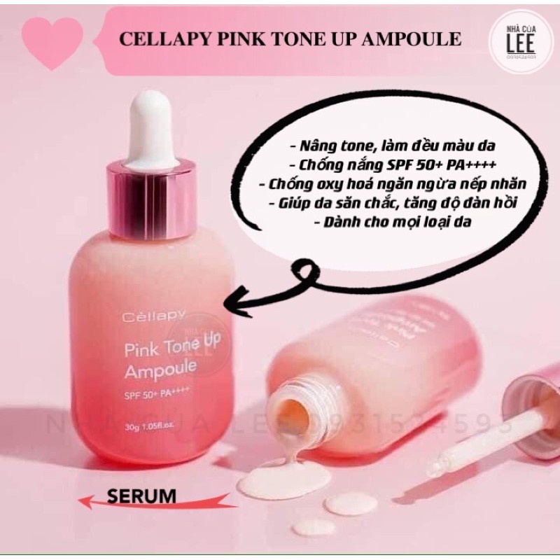 Serum Dưỡng trắng hồng Cellapy Pink Tone Up Ampoule SPF35+ PA++++