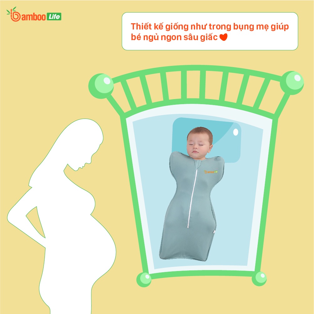 Nhộng chũn cho bé từ sợi tre Bamboo Life BL069 giúp trẻ ngủ ngon giấc mềm mại kháng khuẩn an toàn làn da trẻ