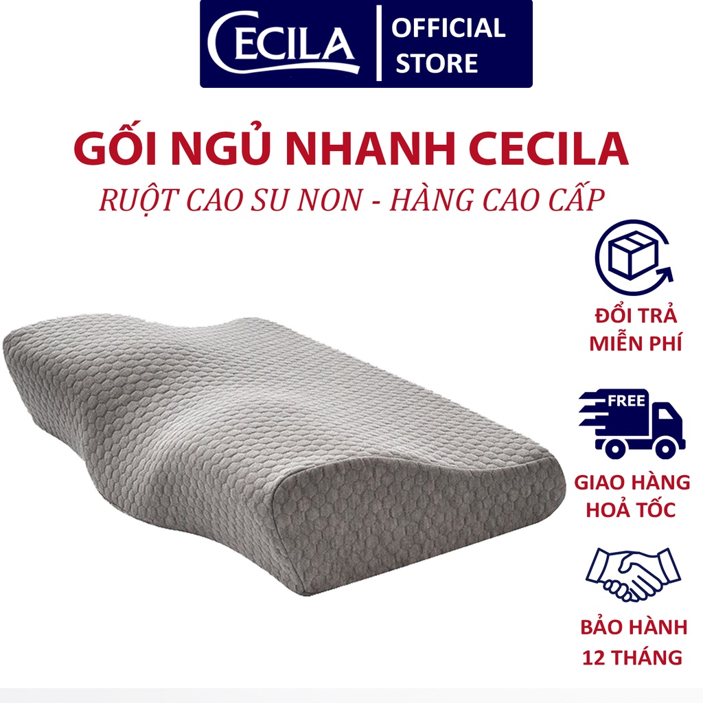 Gối ngủ nhanh cao su non CECILA chống đau mỏi vai gáy, hỗ trợ ngủ nhanh