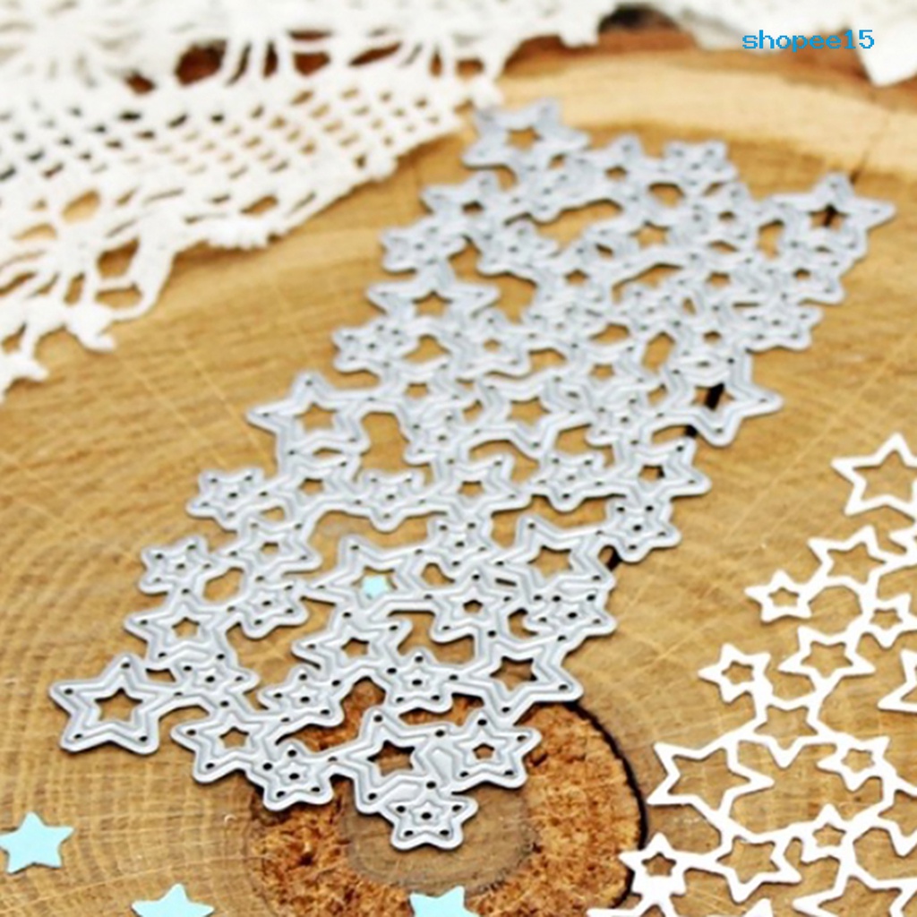 Khuôn Cắt Giấy Làm Từ Thép Carbon Hình Cửa Hàng 15 Hình Ngôi Sao Trang Trí Scrapbook