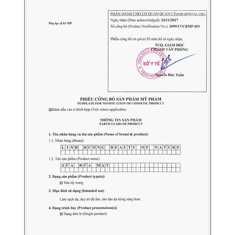 Sữa rửa mặt linh hương date mới