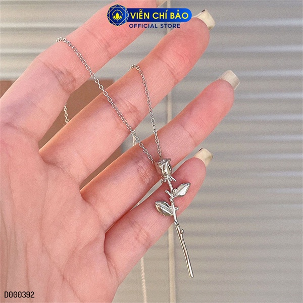 Dây chuyền cành hồng cá tính chất liệu bạc Thái 925 thời trang phụ kiện trang sức nữ Viễn Chí Bảo D000392