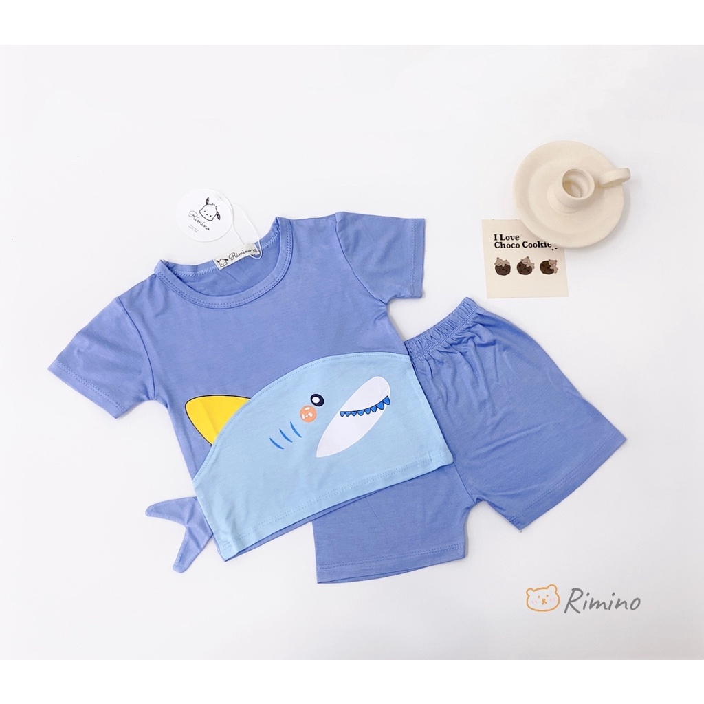 [SALE] Bộ Cộc Tay Bé Trai, Bé Gái RIMINO Vải Thun Lạnh Họa Tiết Heo Con Tai Thú 3D, Đồ Bộ Cho Bé Mặc Nhà KW306