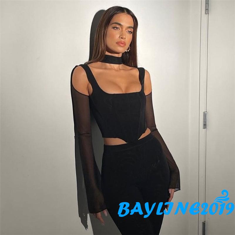 Áo Lửng Tay Dài Màu Sắc Thời Trang Quyến Rũ Cho Nữ