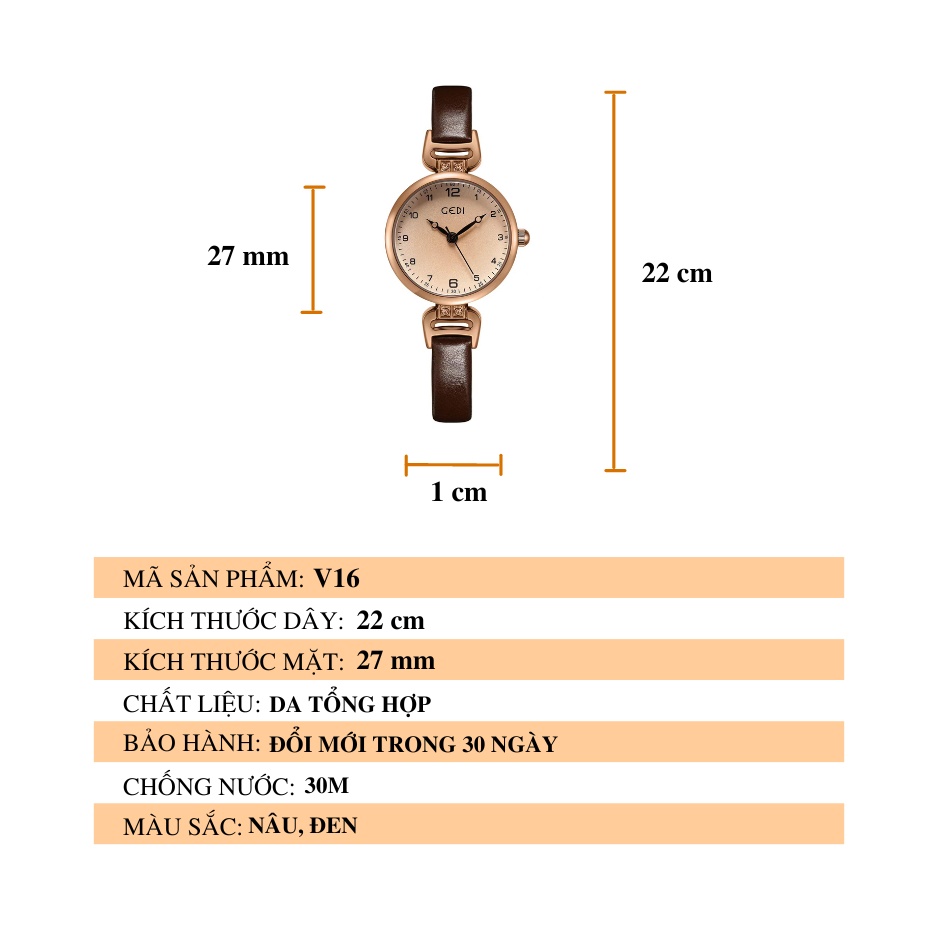 Đồng hồ nữ LaCy Watch đeo tay chính hãng mặt nhỏ chống nước dây da V16