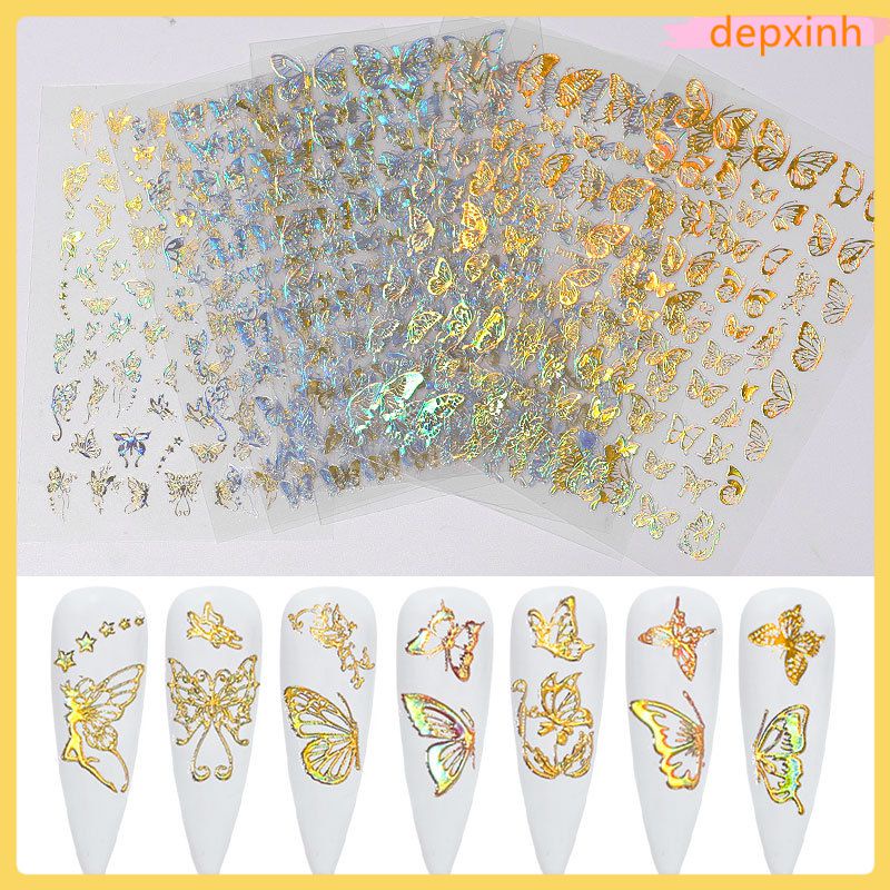 Miếng dán móng tay ANNIES nghệ thuật hình bướm 3d nhiều màu sắc laser độc đáo