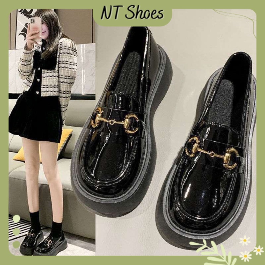 Giày búp bê Lolita nữ da đen tag khóa đế độn siêu xinh G26_NT Shoes