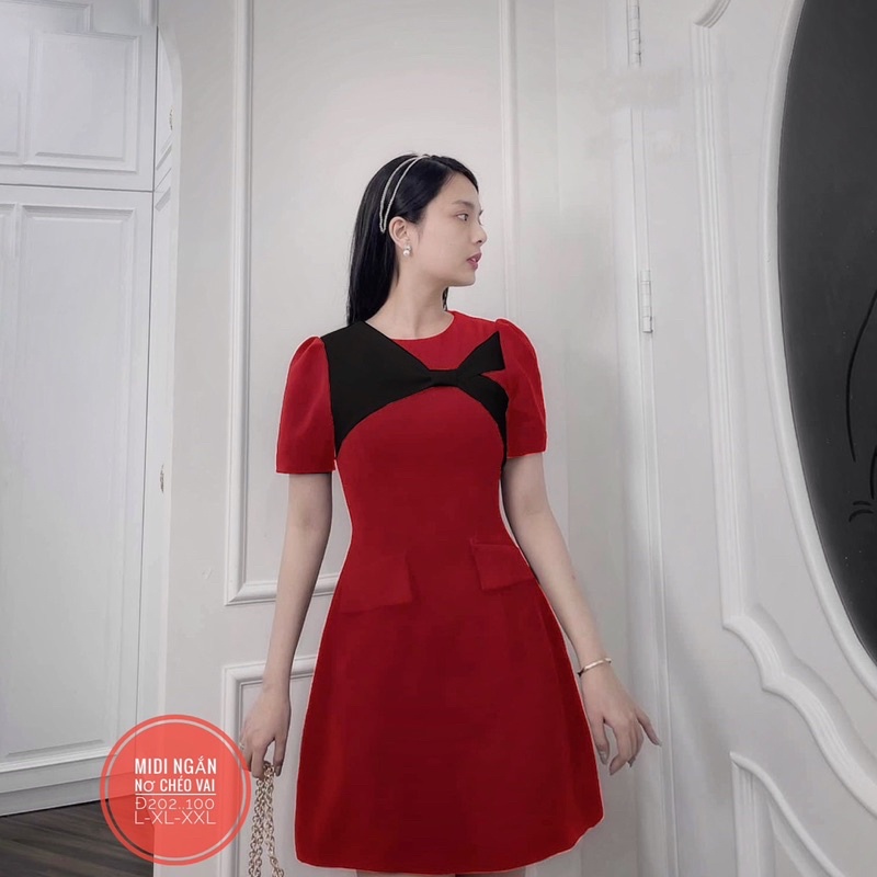 Đầm midi xoắn vai 60-90kg