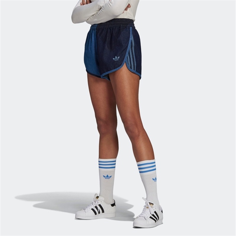 Quần Short Thể Thao Adidas 100% Vải Denim Kẻ Sọc Hai Màu Phong Cách Hip hop Cho Nữ