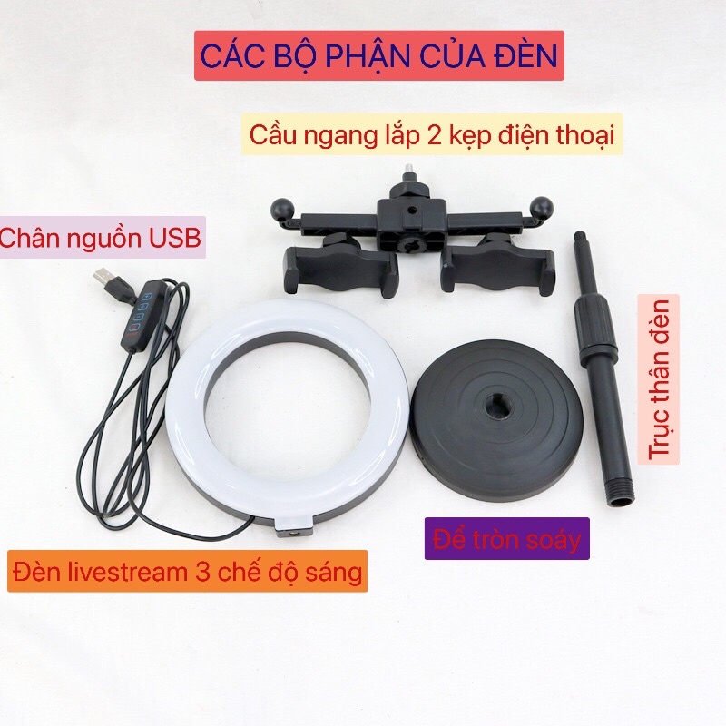 Kẹp 02 Điện Thoại Kẹp Đôi Điện Thoại Cao 25 cm Chuyên Dùng Cho Livestream Hát Karaoke Chắc Chắn Siêu Bền