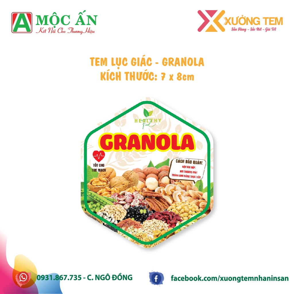 55 Tem Dán Sản Phẩm , Nhãn Dán "Hạt Dinh Dưỡng"- Cán Bóng, Dày, Sáng, Đẹp