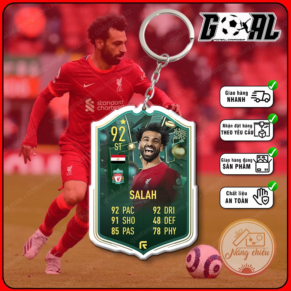 Móc khóa cầu thủ Mohamed Salah cao cấp-phụ kiện treo balo thẻ bóng đá đẹp yêu thích nhất 2023-CLB Liverpool[4313-4324]