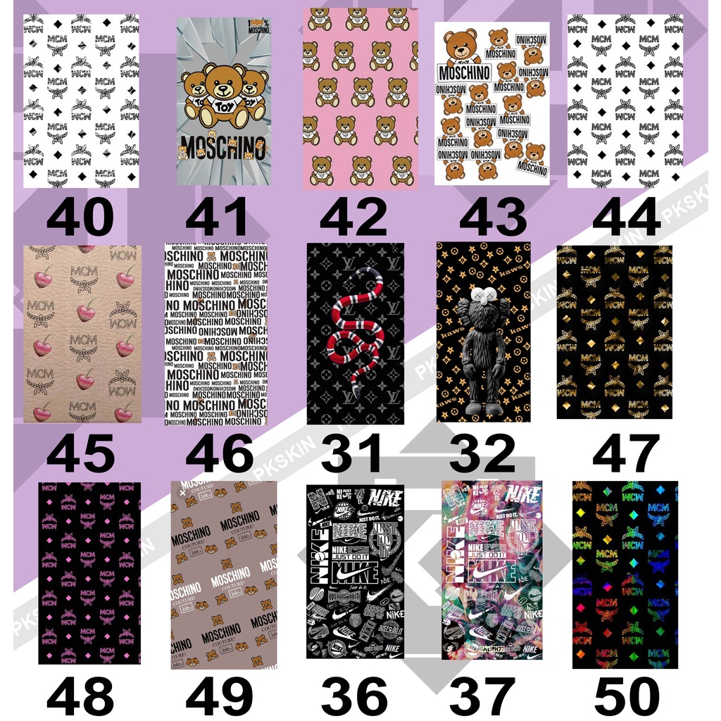 Skin dán decal mẫu yêu cầu xlim , favostix, Feelin X , feelin mẫu hình MCM , Moschino , LV , Nike, điện thoại