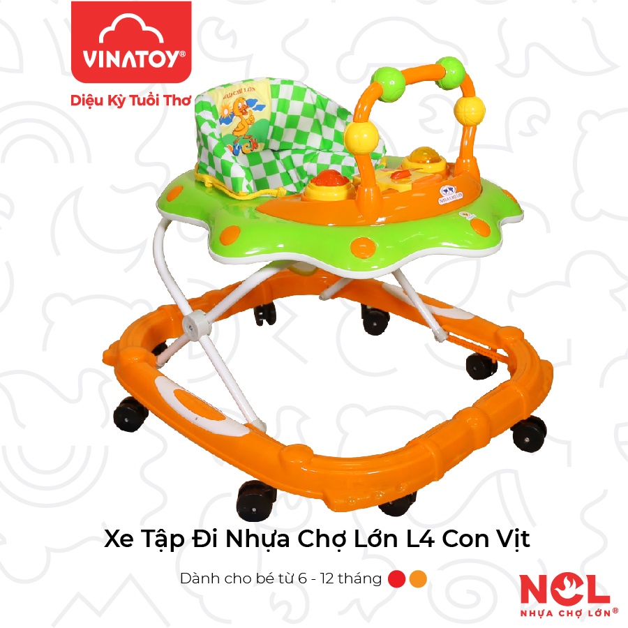 Xe Tập Đi Nhựa Chợ Lớn L4 Con Vịt (Không nhạc) Cho Bé Từ 6 đến 12 Tháng - M1628A-XTĐ