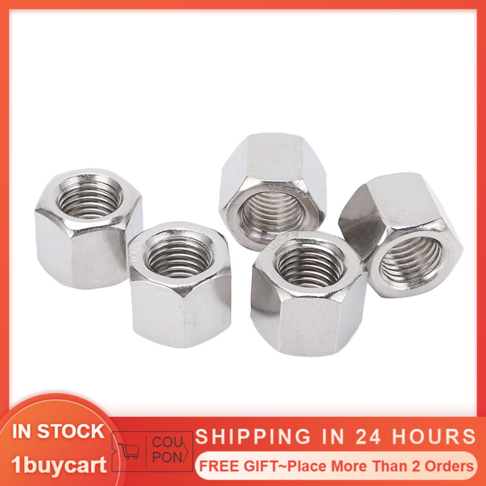 1buycart 5Pcs M16 Stainless Steel Hex Coupling Nut Corrosion Proof Rugged 6 Sides Kit