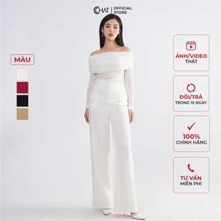 Áo thun 𝐂𝐂𝐇𝐀𝐓 kiểu trễ vai dáng ôm chất vải co giãn mềm mịn 22tdc2031ot