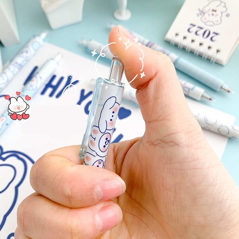 Bút Mực Gel Ngòi 0.5mm Màu Xanh Da Trời Họa Tiết Hoạt Hình Giá Trị Cao Cấp