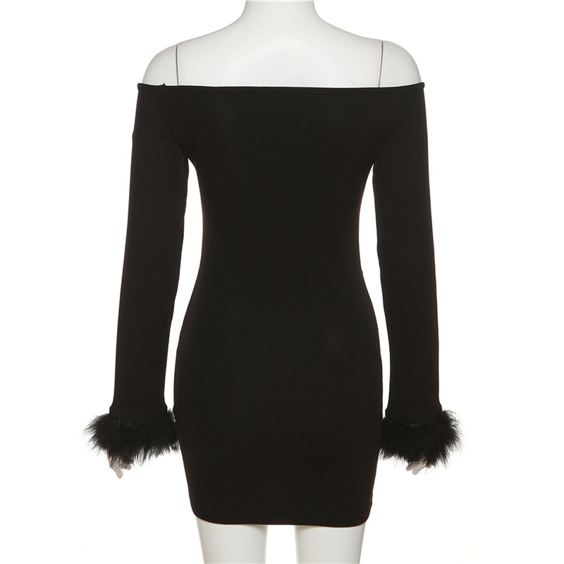 Weird Puss Đầm Ôm Dáng Hở Vai Phối Lưới Xương Cá Thiết Kế Mỏng Cho Nữ