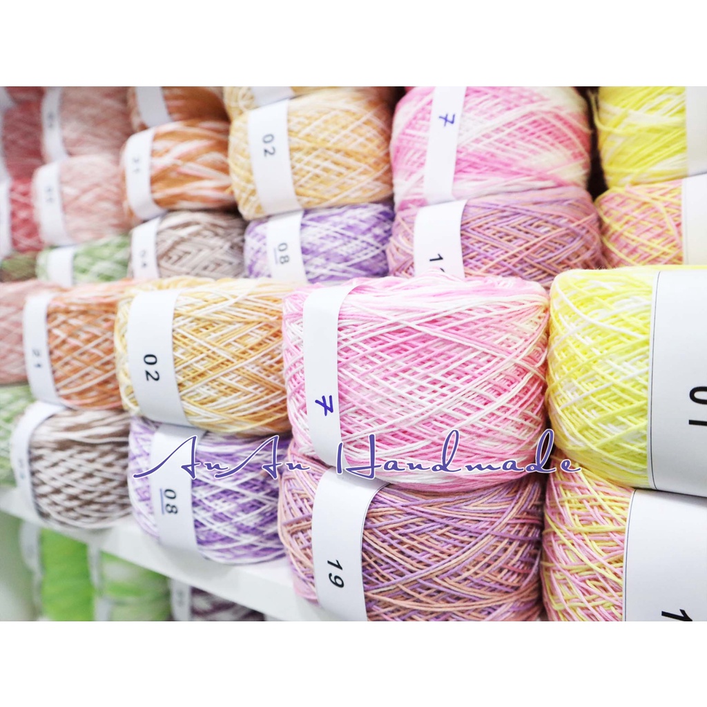 Len Sợi Cotton Việt Nam Loang 1mm - Cuộn 100gram - Hàng Đẹp