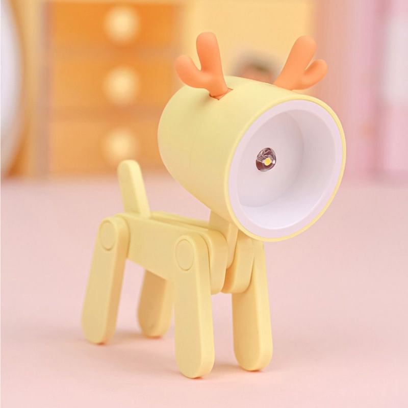 Đèn LED Đọc Sách Để Bàn Chạy Bằng Pin Hình Chú Hươu Dễ Thương Đa Năng