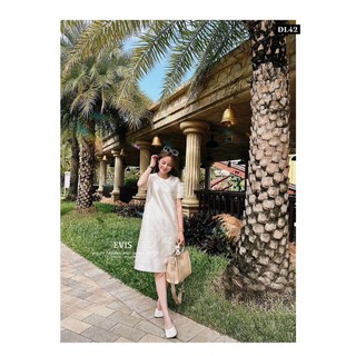 [EVIS.VN] Đầm trễ vai tiểu thư sang chảnh DL42