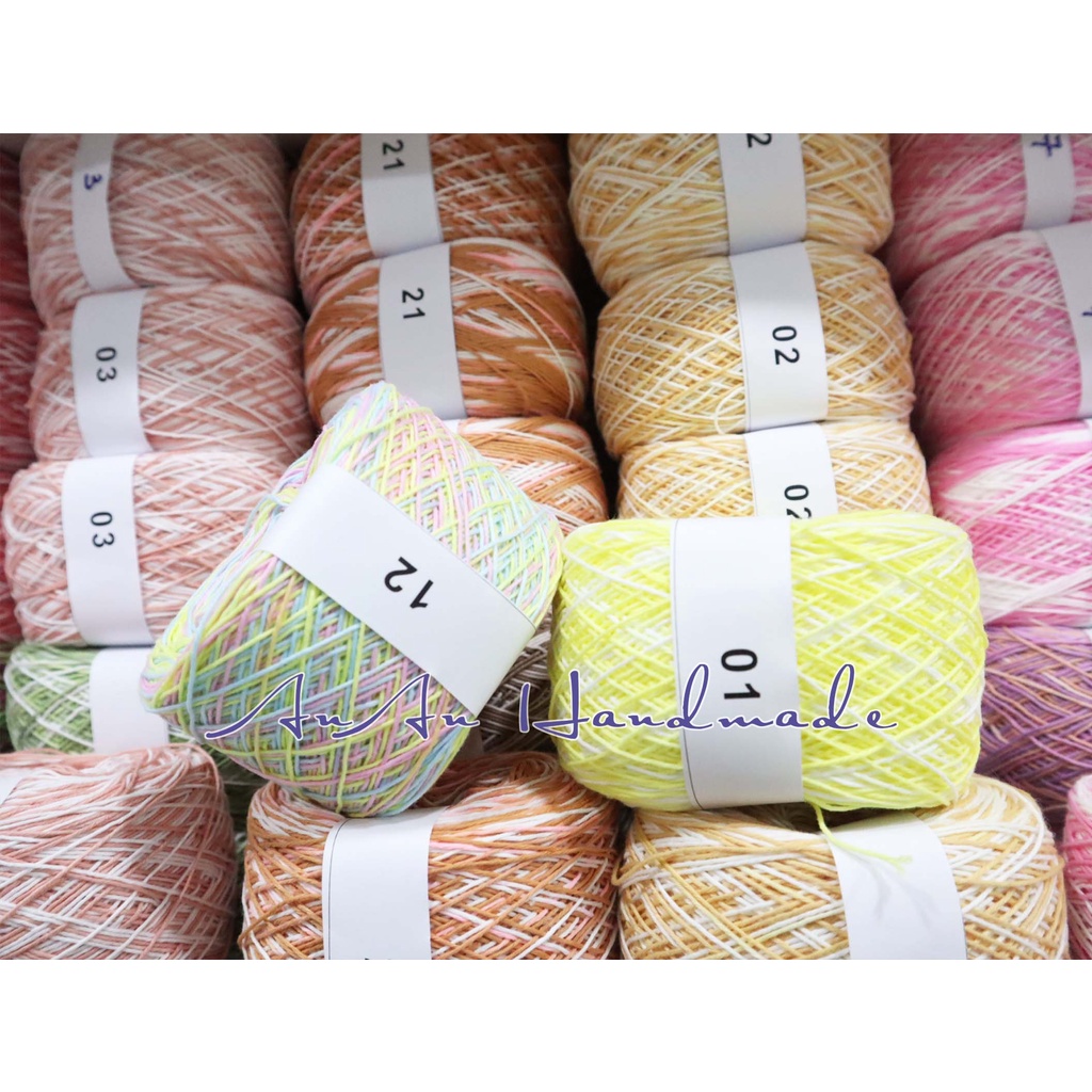 Len Sợi Cotton Việt Nam Loang 1mm - Cuộn 100gram - Hàng Đẹp