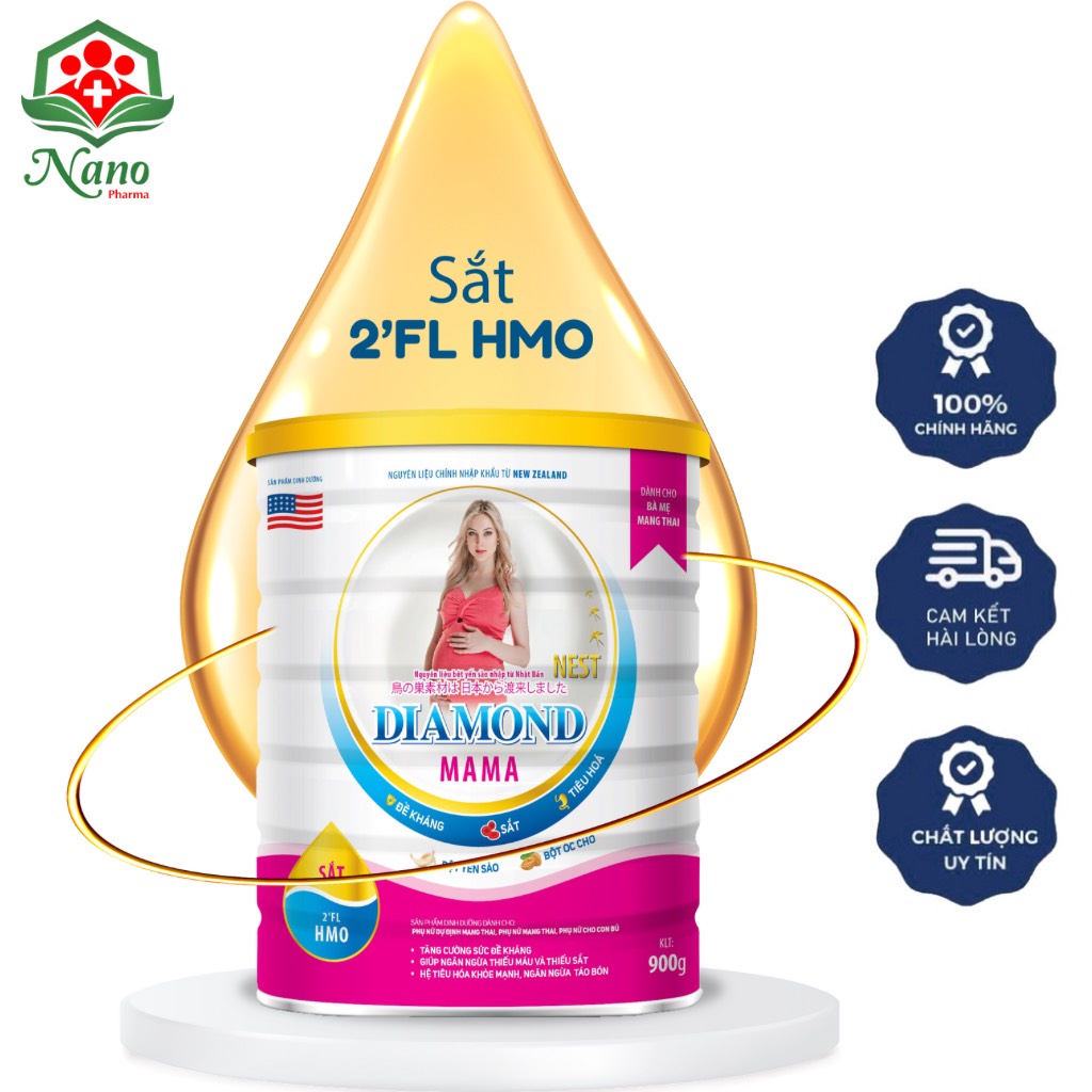 Sữa DIAMOND NEST MAMA (dành cho phụ nữ trước và sau khi sinh) bổ sung dinh dưỡng cho bà mẹ đang mang thai và cho con bú