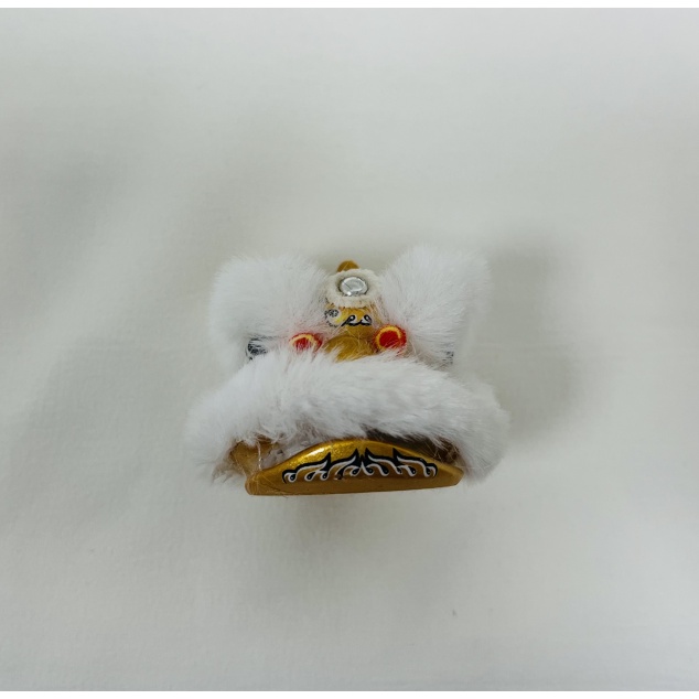 毛毛-香槟白 Móc Khóa Resin Hình Sư Tử Nhảy Múa Thời Trang