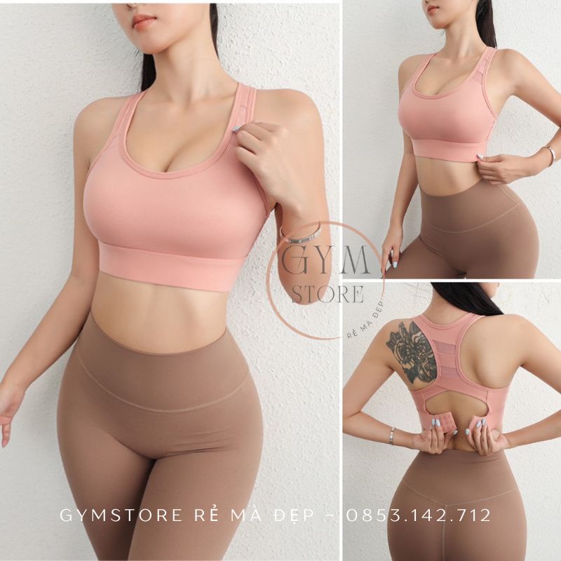 Áo Tập Gym Yoga Bra Hai Dây Croptop ❤️MÚT ĐÚC❤️Thể Thao Nữ Giữ Ngực Thun Mềm Mịn Co Giãn Thoáng Cực Tôn Dáng 6025