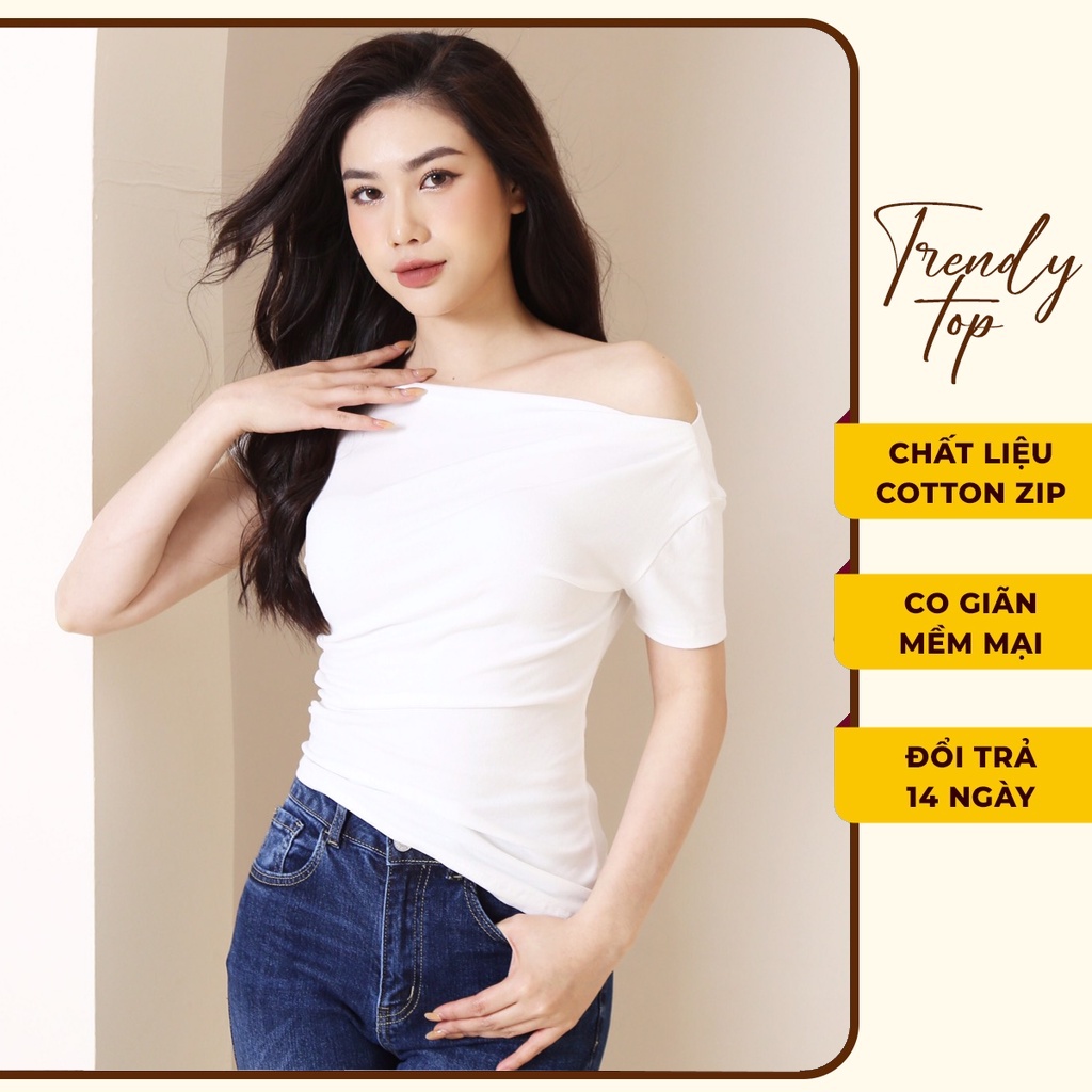 Áo thun tay dài - Áo kiểu nữ lệch vai dáng ôm sexy, TRENDY TOP