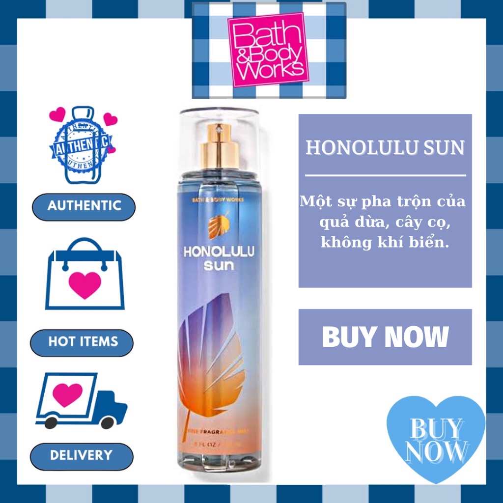 Xịt Thơm HONOLULU SUN Bath And Body Works - Body Mist 236ml