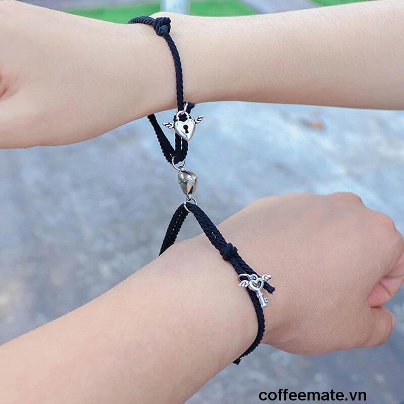 【coffeemate】⚡ Vòng Đeo Tay Cặp Dây Bện Từ Tính Nam Châm Hình Trái Tim Đơn Giản Dành phong cách Hàn Quốc Cho Cặp Đôi