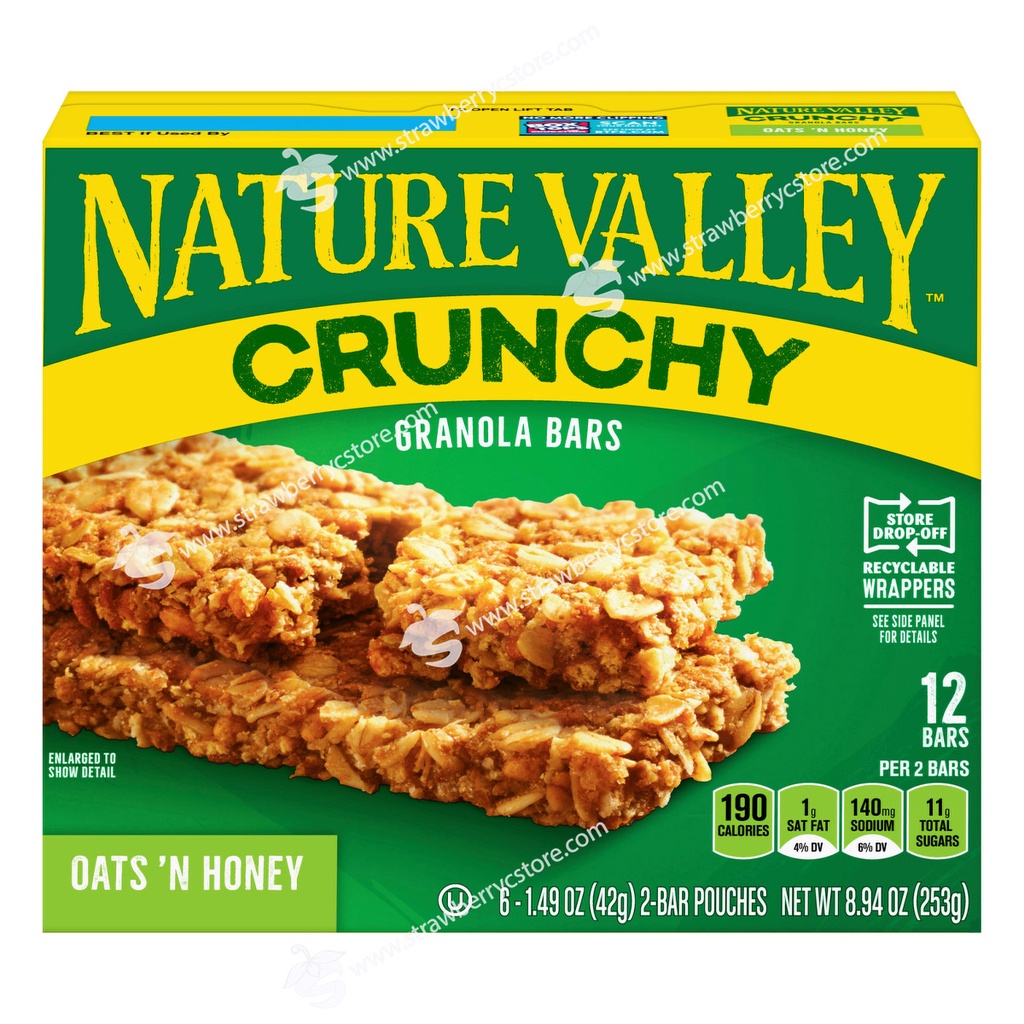 Thanh Ngũ Cốc Yến Mạch, Mật Ong Nature Valley Oats 'n Honey Crunchy Granola Bars, Hộp 12 Thanh  , 253g
