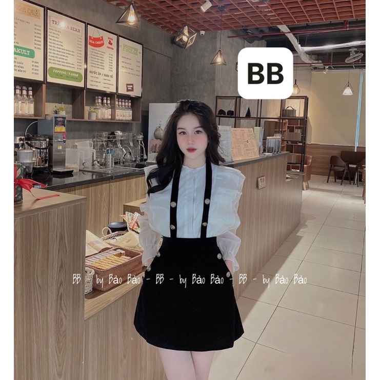 Áo sơ mi trắng 2 dây mix chân váy sang chảnh hàng loại 1