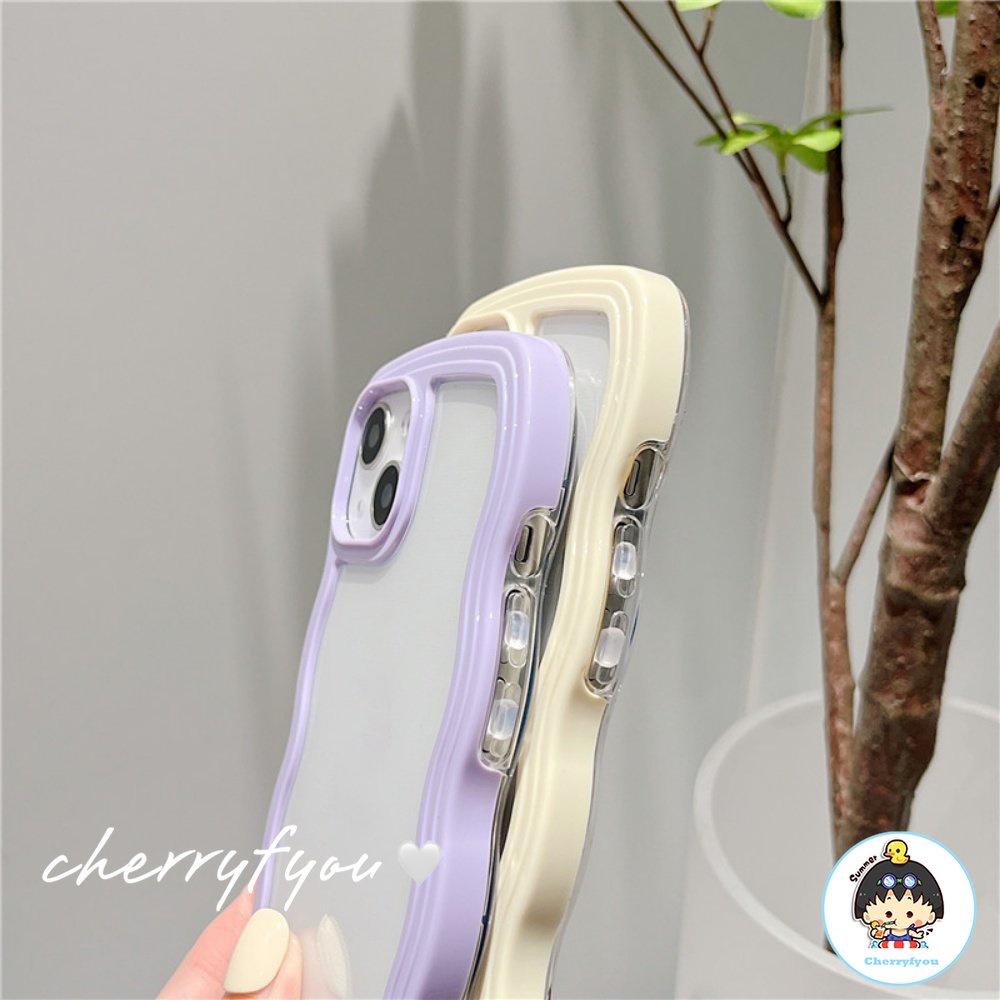 Ốp Điện Thoại Trong Suốt Viền Gợn Sóng Màu Kẹo Chống Trượt Cho IPhone 14 13 12 11 Pro Max 8 7 Plus X XS XR