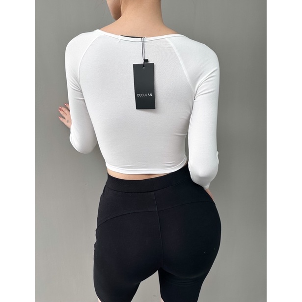 Áo thun croptop dài tay ANNAKIKI cổ chữ V - A20