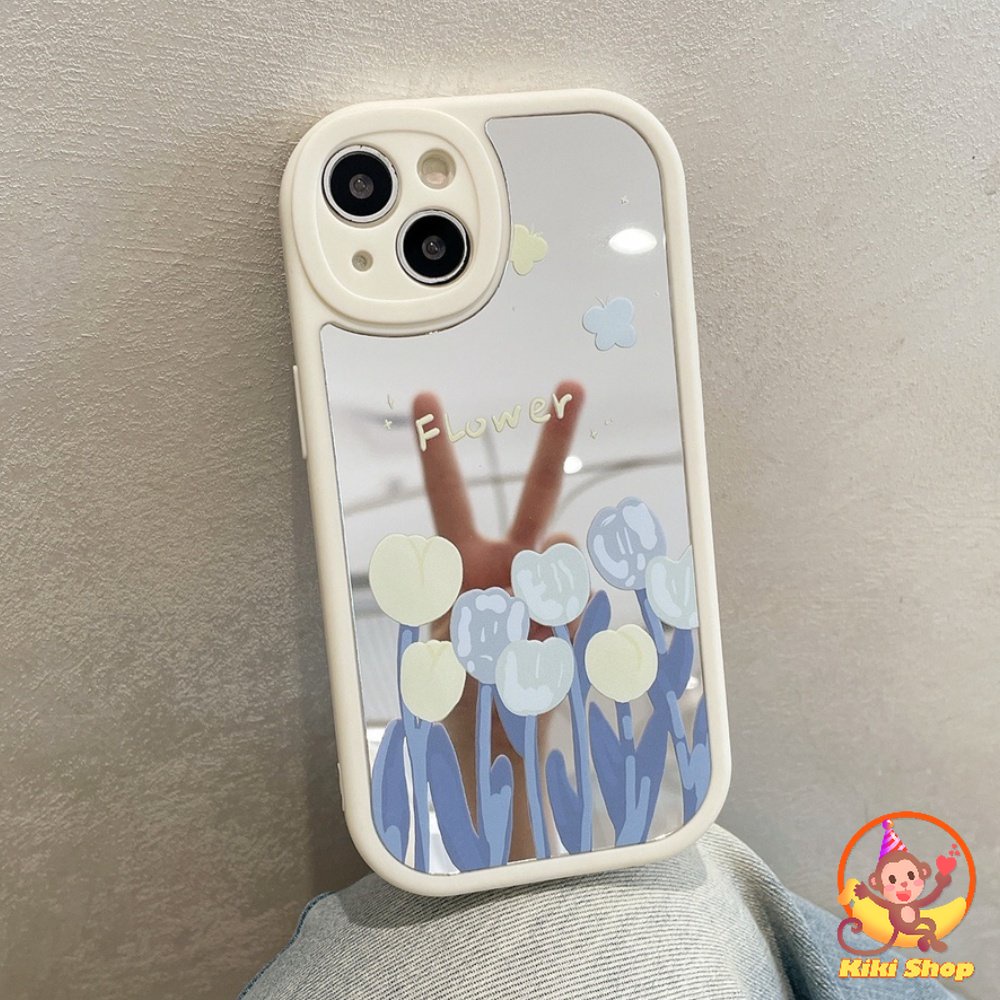 Ốp Điện Thoại TPU Mềm Tráng Gương Hình Hoa Tulip Chống Bụi Cho IPhone 11 12 13 14 Pro Max XS XR 8 7 Plus