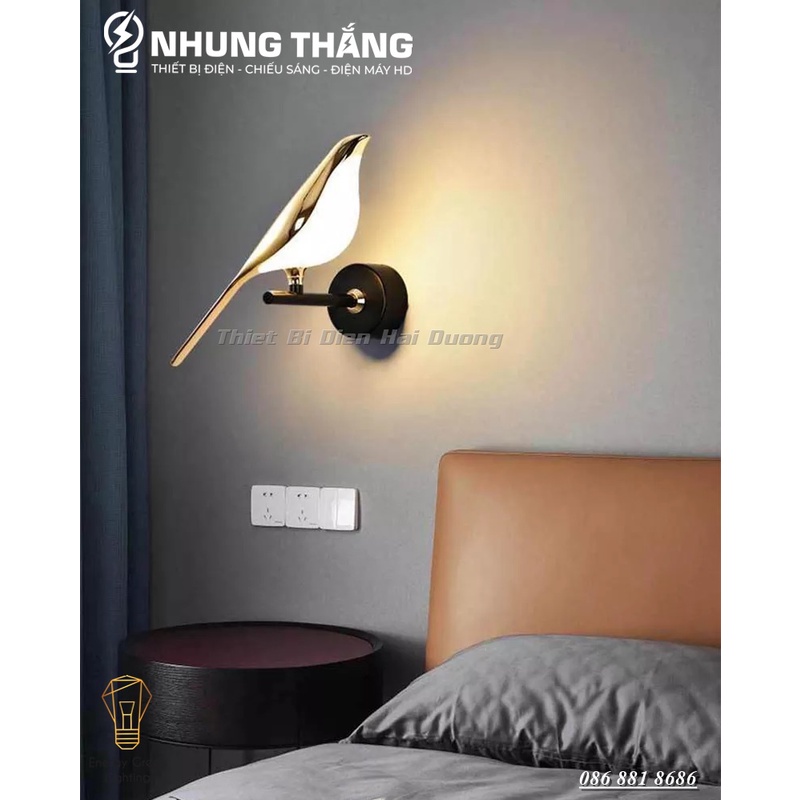 Đèn Treo Tường Hình Chim Cao Cấp DT-504- Decor Phong Cách Độc Đáo - Xoay 360 Độ - Ánh Sáng Vàng - Bảo Hành 1 Năm