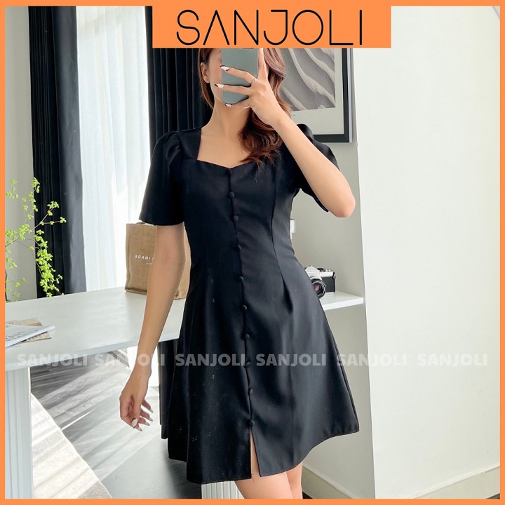 SANJOLI - VÁY CÔNG SỞ CỔ TIM ÔM EO DÁNG NGẮN THIẾT KẾ HÀN QUỐC VD072