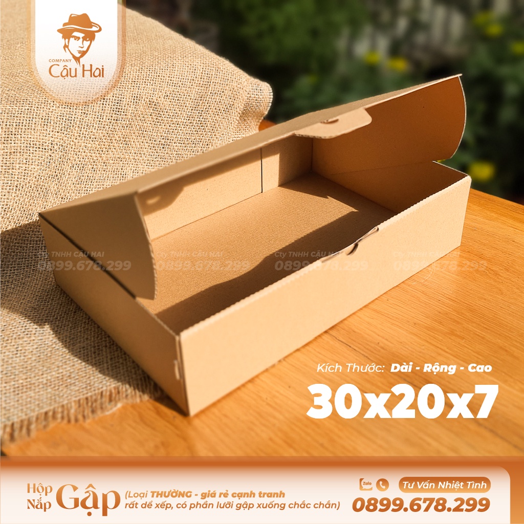 Set 20 hộp carton nắp GẬP 30x20x7
