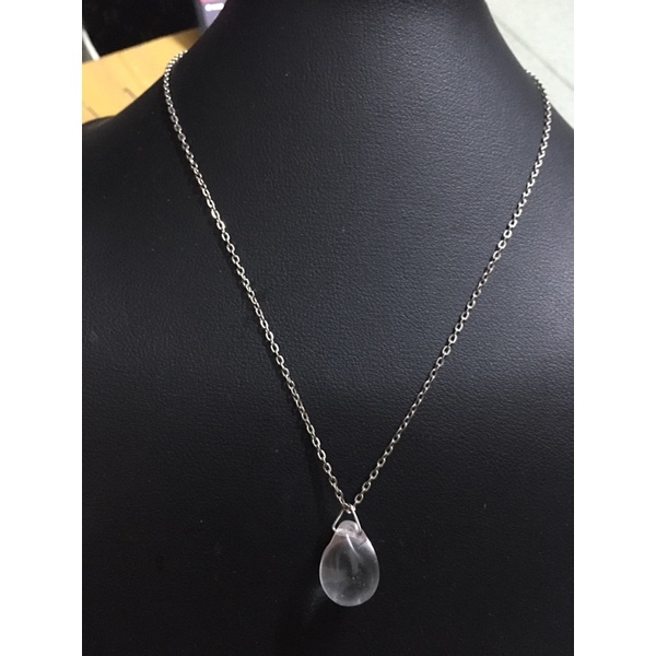 Dây chuyền phối mặt đá thủy tinh trắng si tuyển Nhật