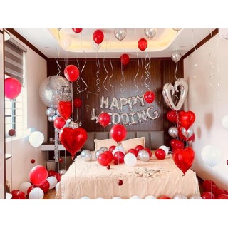 Bộ chữ Sweet wedding , trang trí phòng cưới tân hôn( tặng bơm + băng keo)