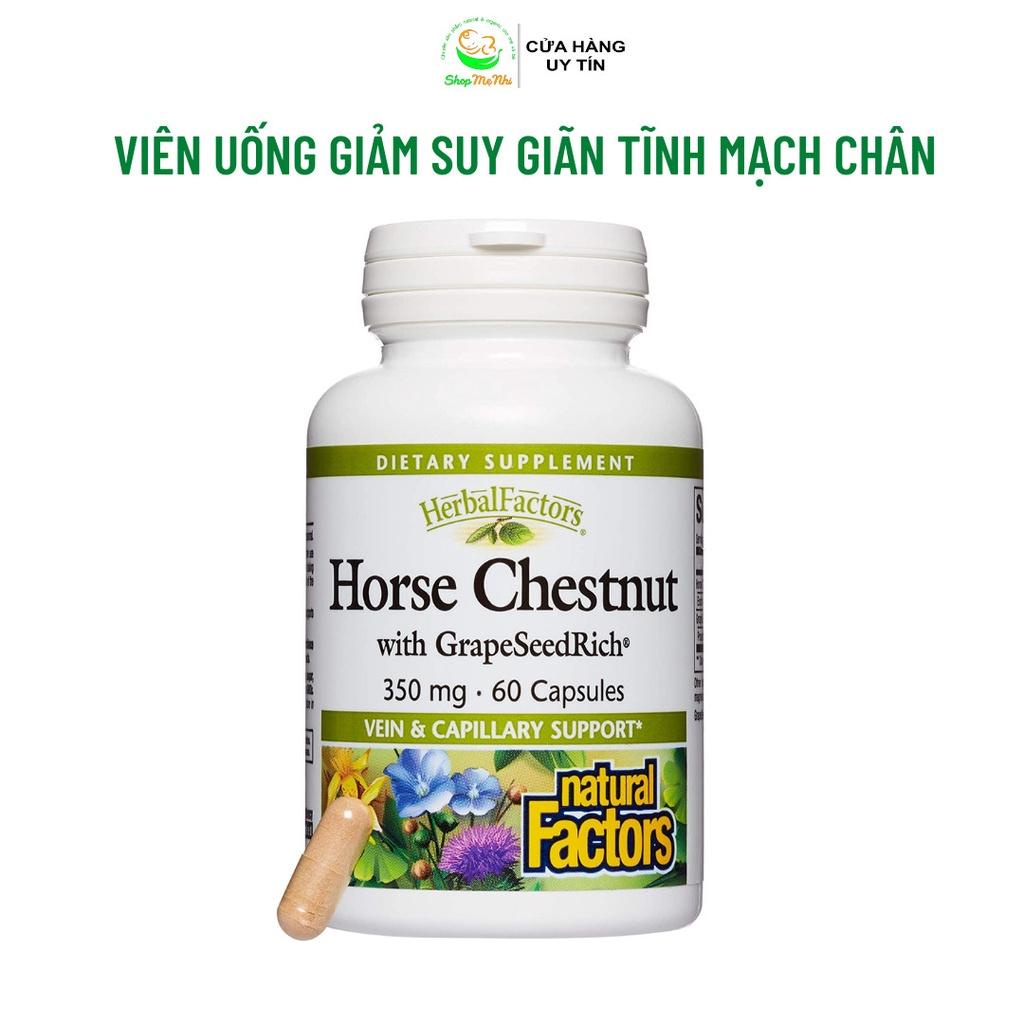 Viên uống Horse Chestnut 350mg Herbal Factors hỗ trợ suy giãn tĩnh mạch chân,bệnh mạch lươn 60 viên.