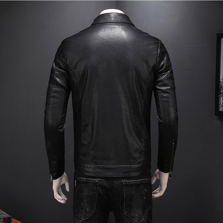 Áo khoác da nam bomber cổ bẻ cao cấp da dầy mẫu mới 2021