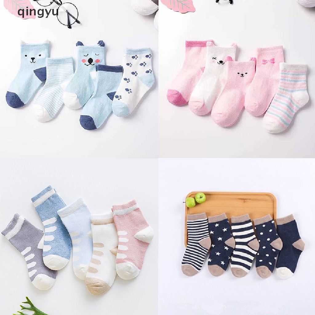 Bộ 5 Đôi Vớ Dày Chống Trượt Giữ Ấm Mùa Thu Đông Cho Bé Sơ Sinh