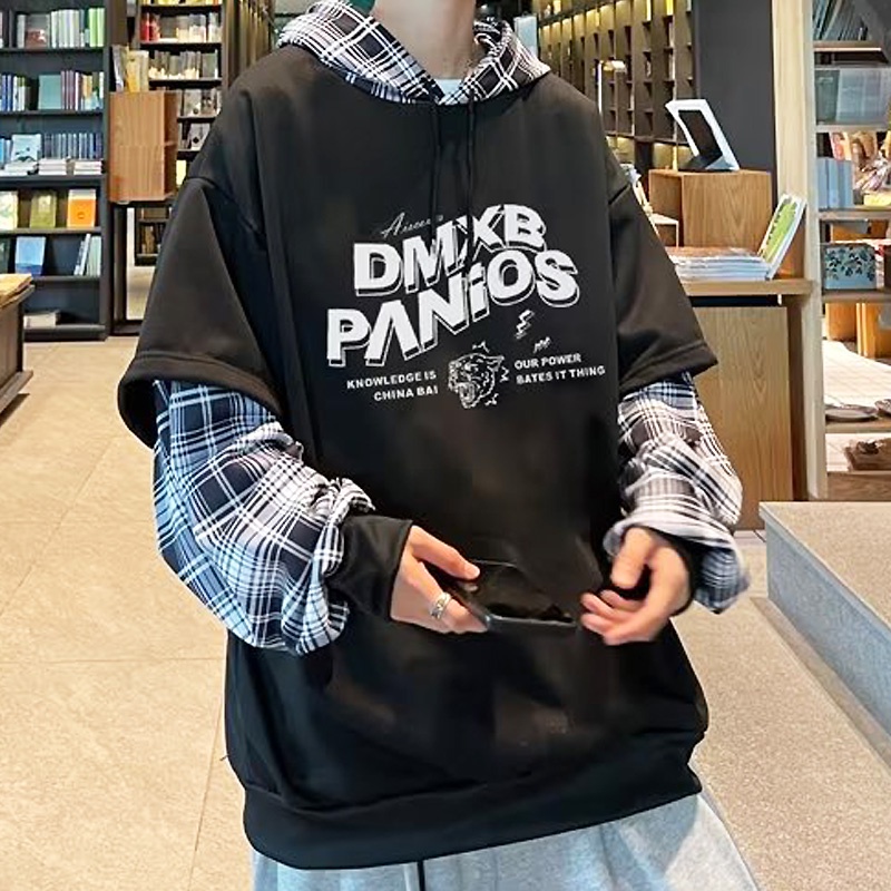 Áo Hoodie Giả 2 Lớp In Chữ Phong Cách Hàn Quốc Chất Lượng Cao Cho Nam