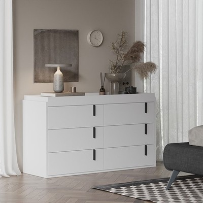 RIKKE, Tủ đựng đồ dùng 3 tầng 6 ngăn kéo DRA_218, 122x40x70cm, Scandi Home