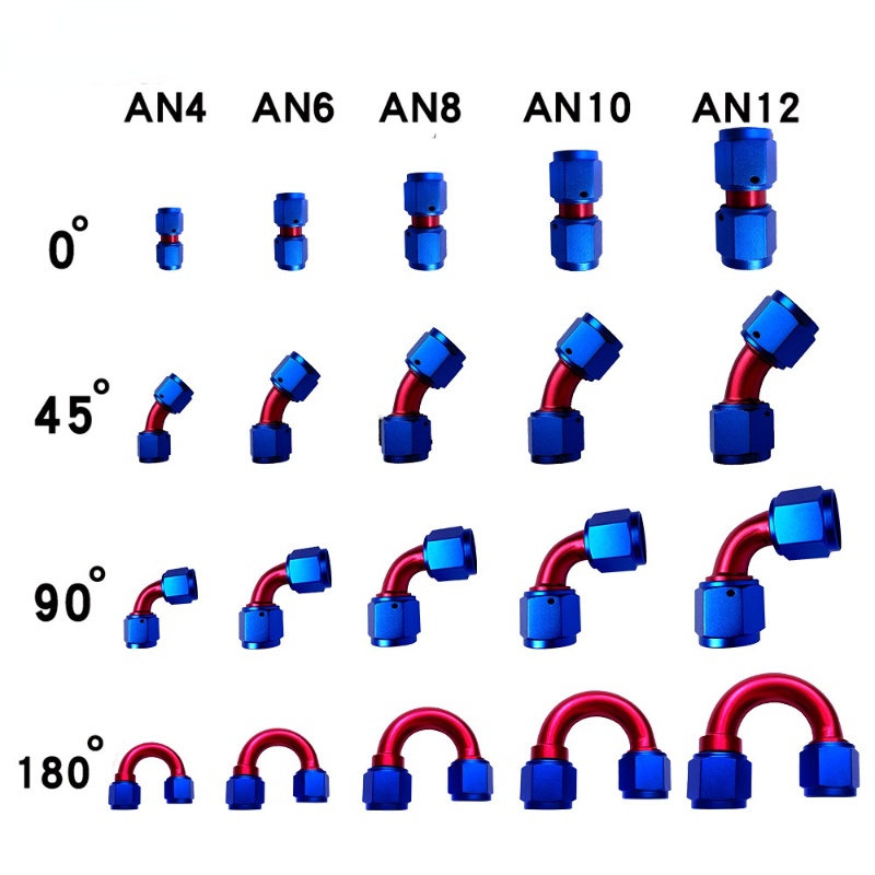 Đầu Nối Ống Dẫn Nhiên Liệu Thủy Lực AN4 6 8 10 12 Female Sang AN4 6 8 10 12 Female 0 45 90 180 Độ Bằng Nhôm Cho Xe Hơi