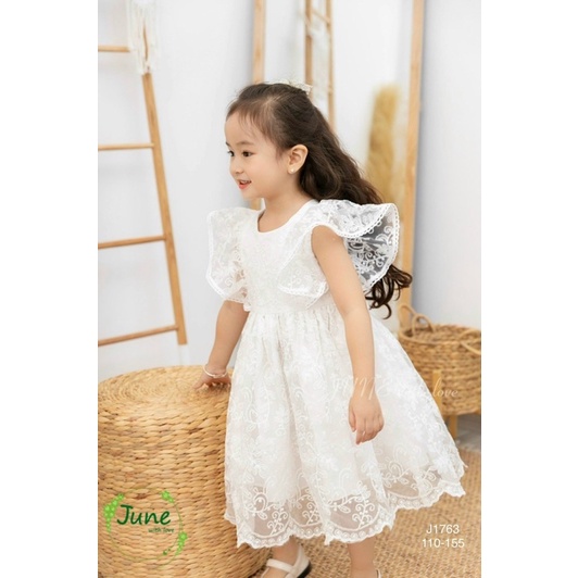 Đầm trắng ren công chúa June 1-10Y
